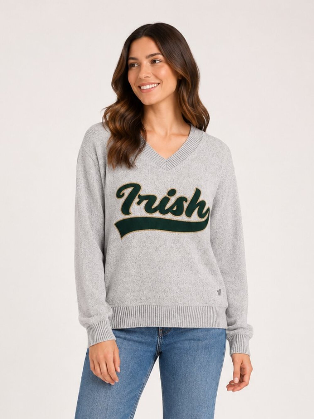 Varsity Spirit Irish V-Neck Sweater XS Green Gold